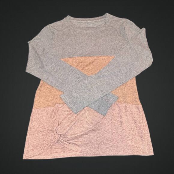 Women's Long-Sleeve Color Block Knot Front Sweater Top Size Medium - Picture 1 of 6